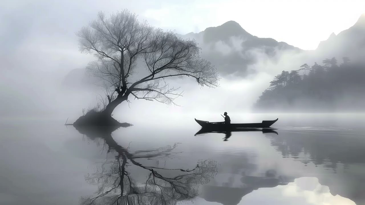 Misty Lake Solitude | Monochrome Zen Art | Frame TV Screensaver 4K | No Sound