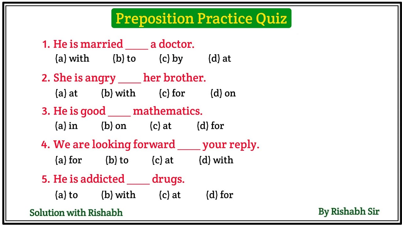 Preposition objective questions | Preposition in english grammar | Prepositions practice exercises