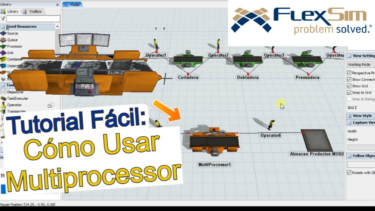 TUTORIAL FLEXSIM #8 (Versión 2025): Cómo Usar el MULTIPROCESSOR en Modelos de SIMULACIÓN con FLEXSIM