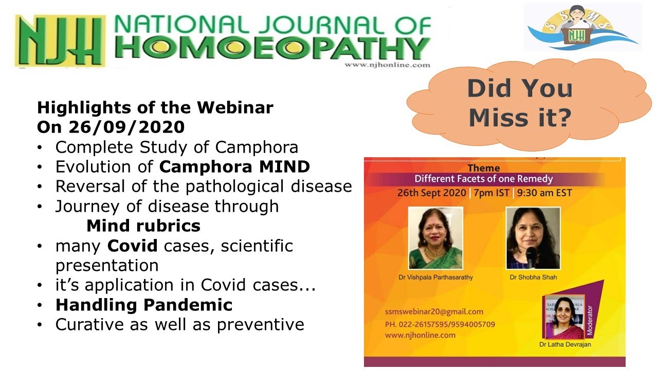 Drug picture of Camphora | Homeopathic medicine Dr. Shobha Shah I NJH Recorded Webinar Series