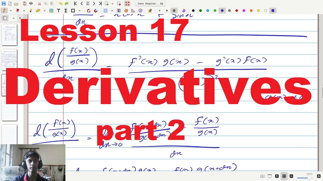 Derivatives part 2 : Lesson 17 (Grade 12 English medium)