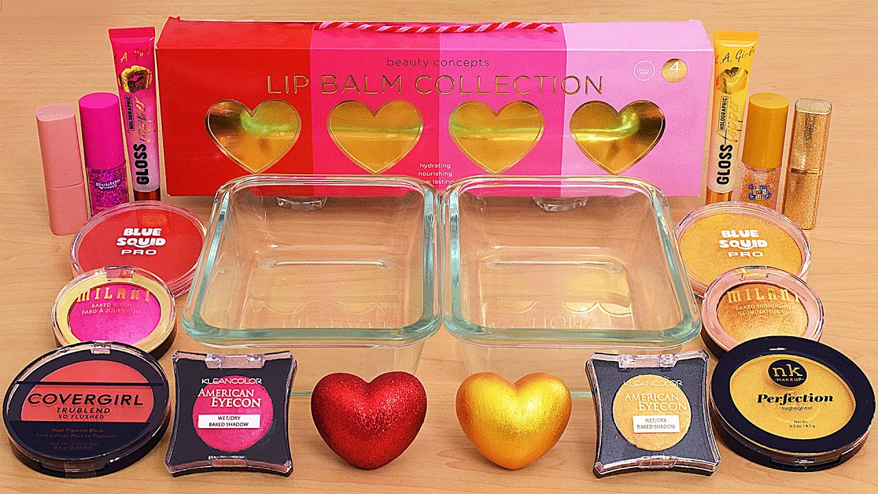 Red vs Gold - Mixing Makeup Eyeshadow Into Slime ASMR