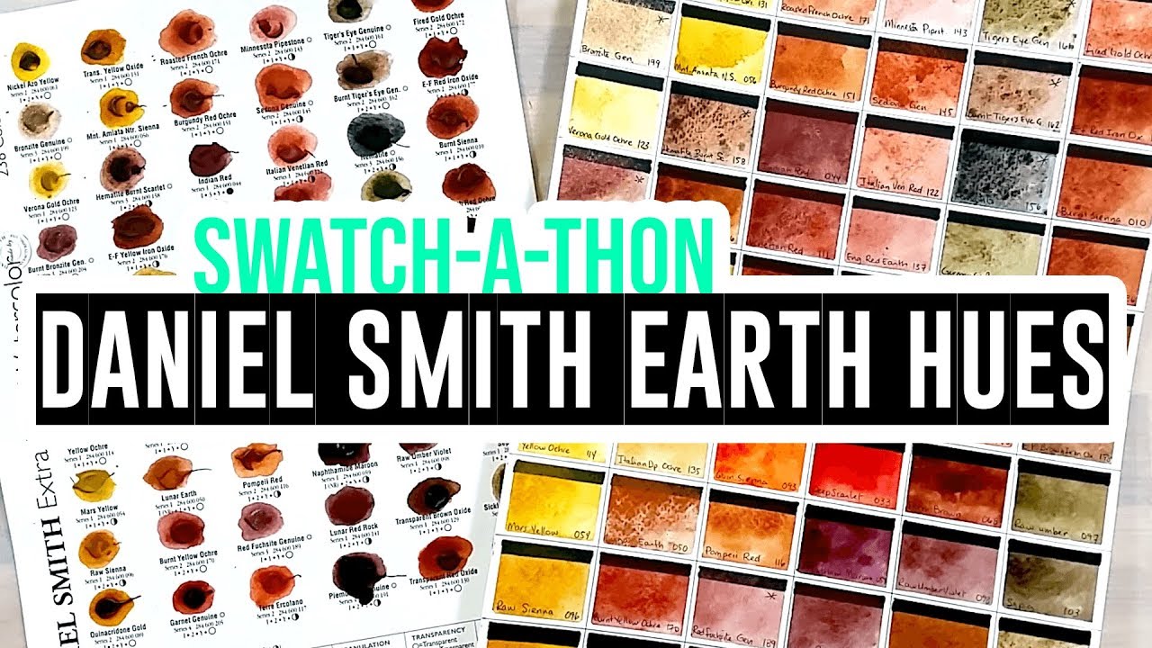 Swatch-a-thon! - Daniel Smith dot sheet #03 - Earthy colors; ochres, siennas, etc! 🌿🎨