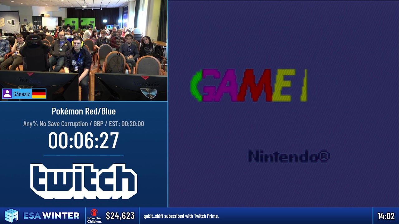 #ESAWinter19 Speedruns - Pokémon Red/Blue [Any% No Save Corruption] by G3neziz