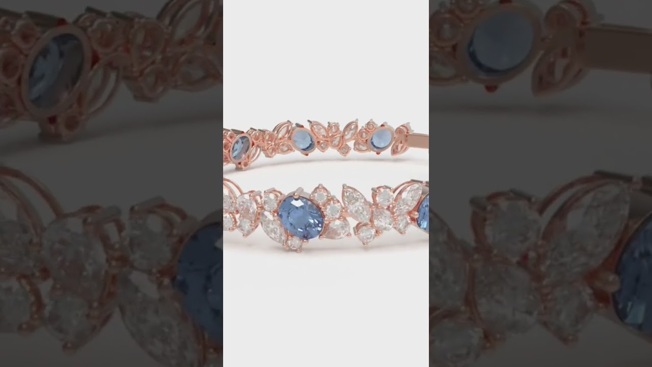 Gorgeous Lab - Grown Sapphire & Diamond Bracelet with Rose Gold 