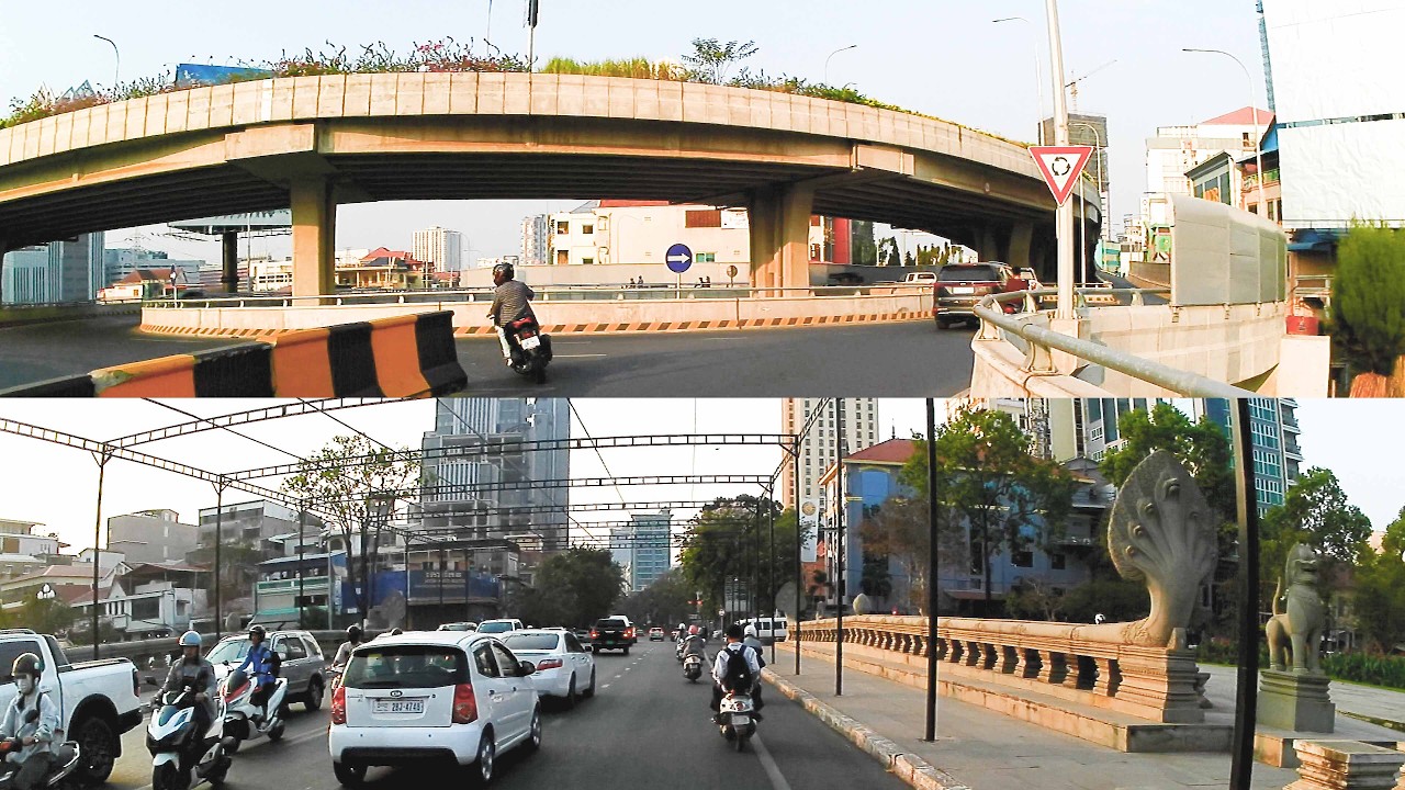 Norodom Road to the new Monivong Bridge, ride a motorbike in the city, Phnom Penh 2026