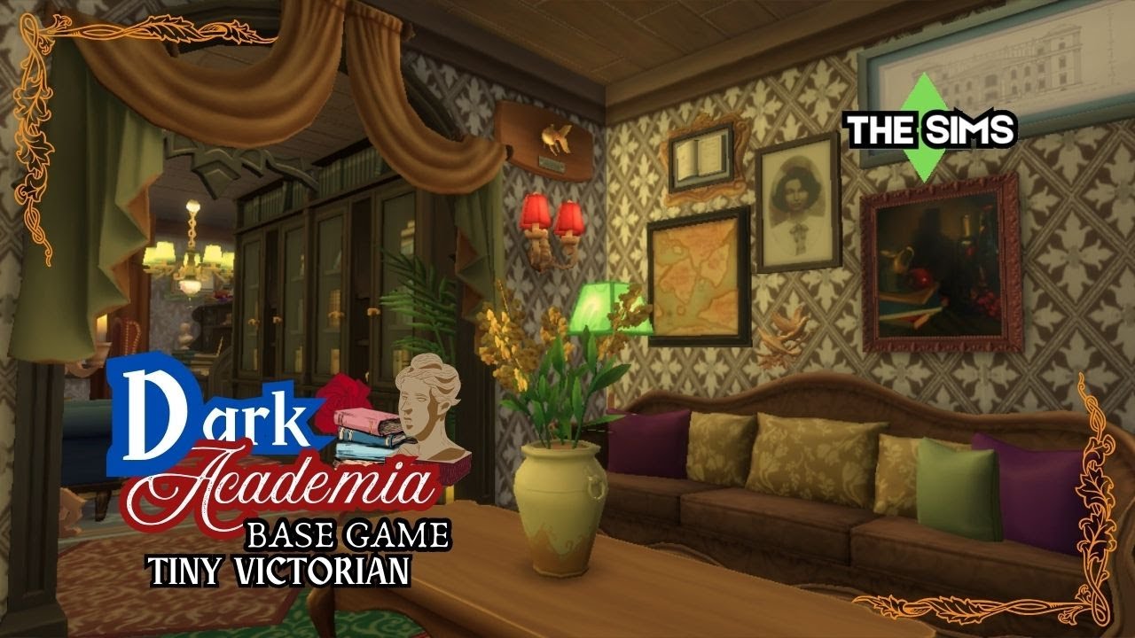 Dark Academia Base Game Tiny Victorian - Sims 4 Base Game Speed Build