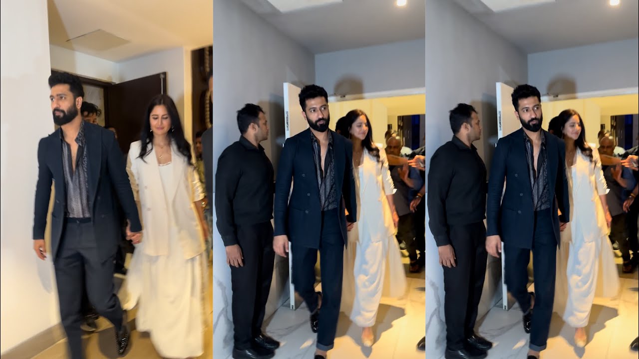 Vicky kaushal katrina kaif Hand in Hand Leaving From Bad Newz movie screening In Mumbai