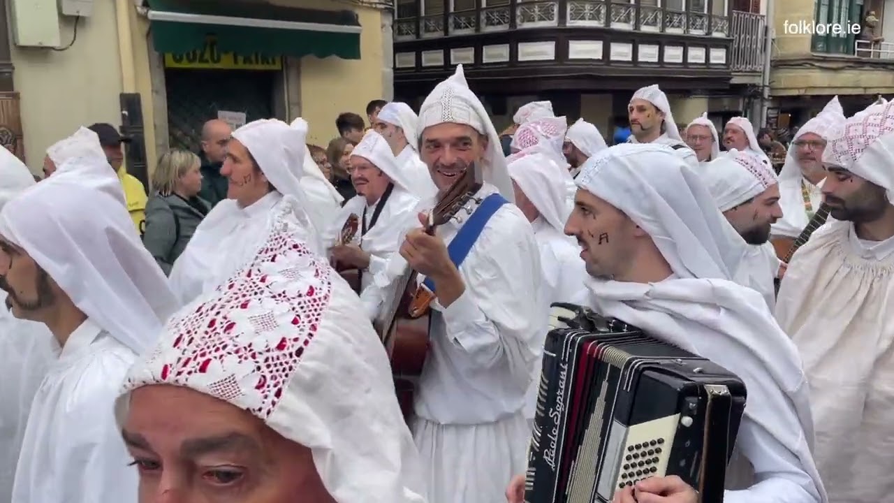 Parade of Attoraks through Mundaka in the Basque Country in February 2023 and 2024.