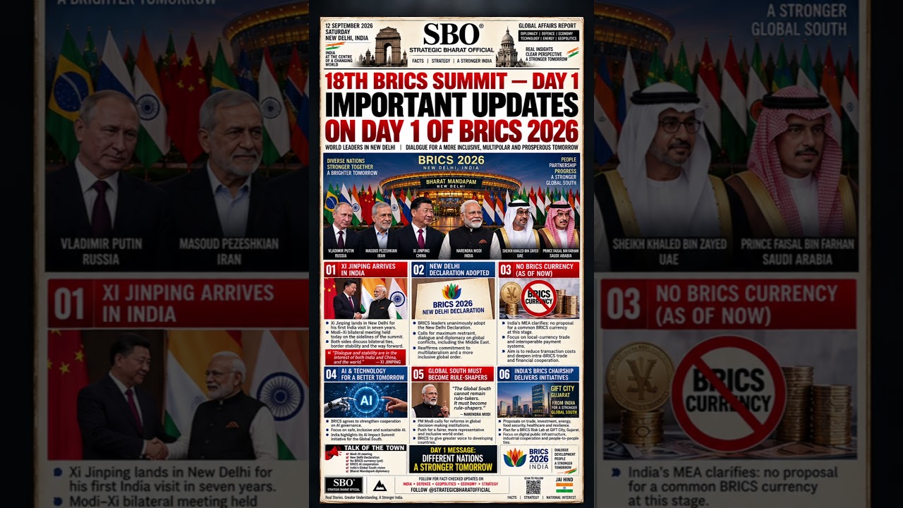 BRICS 2026 | Day 118TH BRICS SUMMIT &mdash; DAY 1: A DAY OF DIPLOMACY,DECISIONS & A CHANGING GLOBAL ORDER.