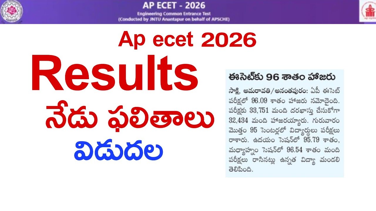 ap ecet result 2026 | ap ecet result 2026 date and time