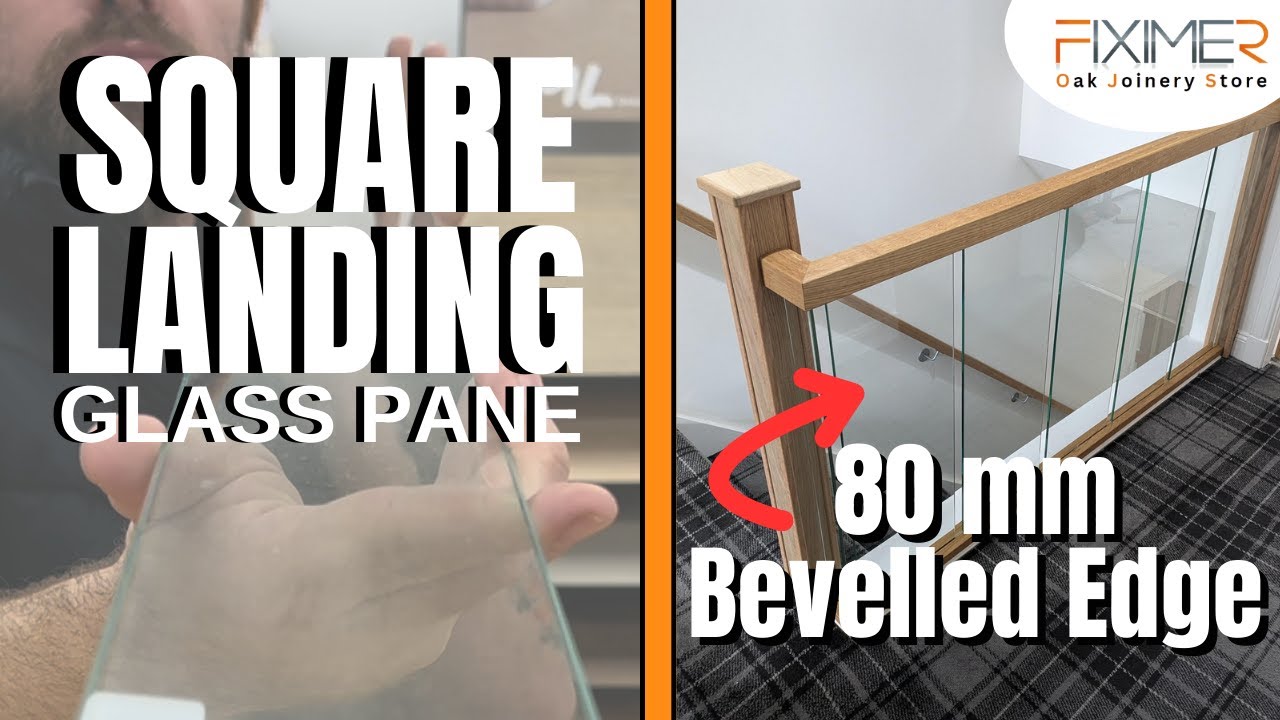 Bevelled Edge 80mm Square Modern Landing Glass Panel