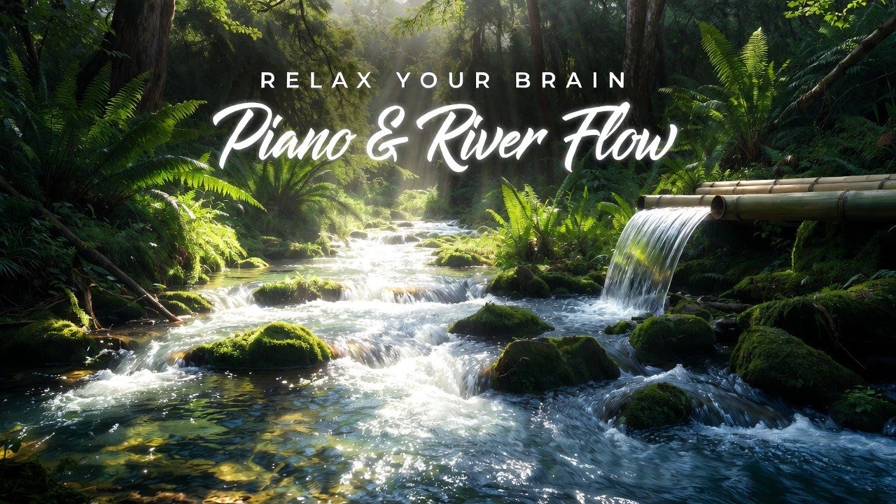 Peaceful Piano with Flowing Nature Stream 🌊 Meditation Music for Relaxation