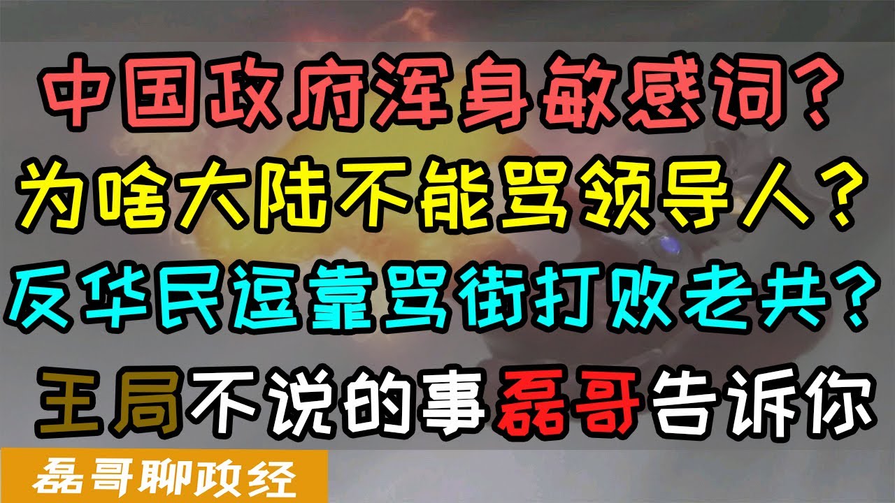 【脱粉打脸真人秀】中国这个政府浑身上下都是敏感词？为啥大陆不能骂领导人？大陆互联网敏感词禁区的原因是什么呢？反华民逗靠嘴炮打败共产党？王志安不说的事，磊哥告诉你