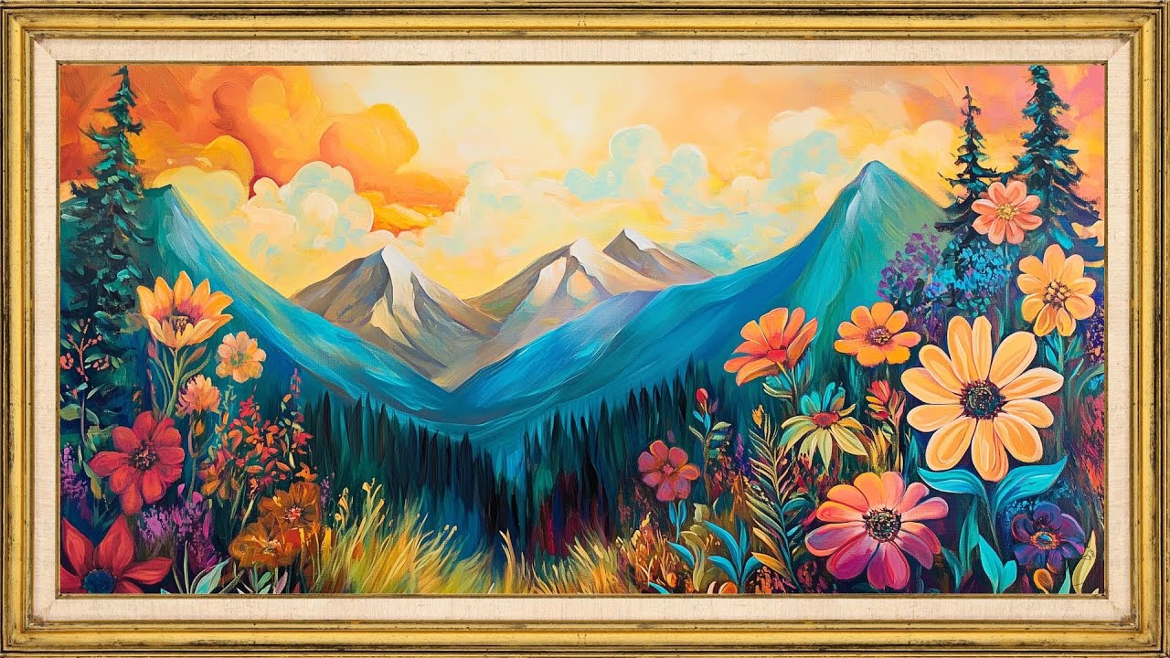 Colorful Mountain Landscape Art 🌄 2 Hour TV Frame Screensaver | Relaxing Nature Wall Art