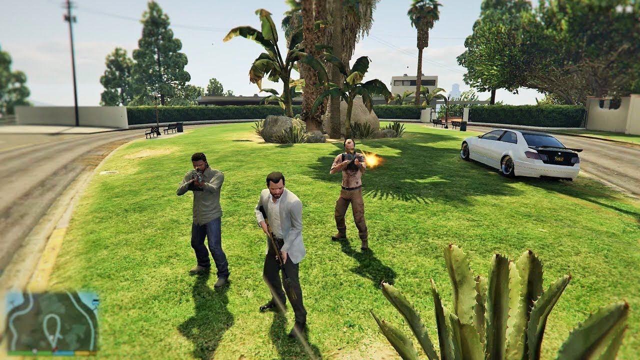 GTA 5 - Franklin, Michael and Trevor Five Star Escape From LAKE VINEWOOD # 45