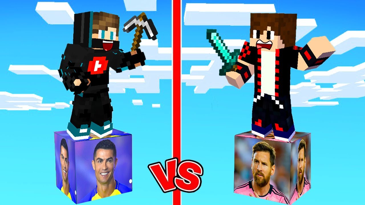 ماين كرافت : حـرب لاعبين كرة القدم ولكن حظ ميسي ضد حظ كريستيانو رونالدو !!؟ 😱🔥
