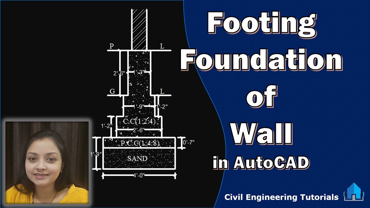 How to Draw Footing Foundation Of Wall in AutoCAD || Building #2 ||  In Feet/Inches Metrics