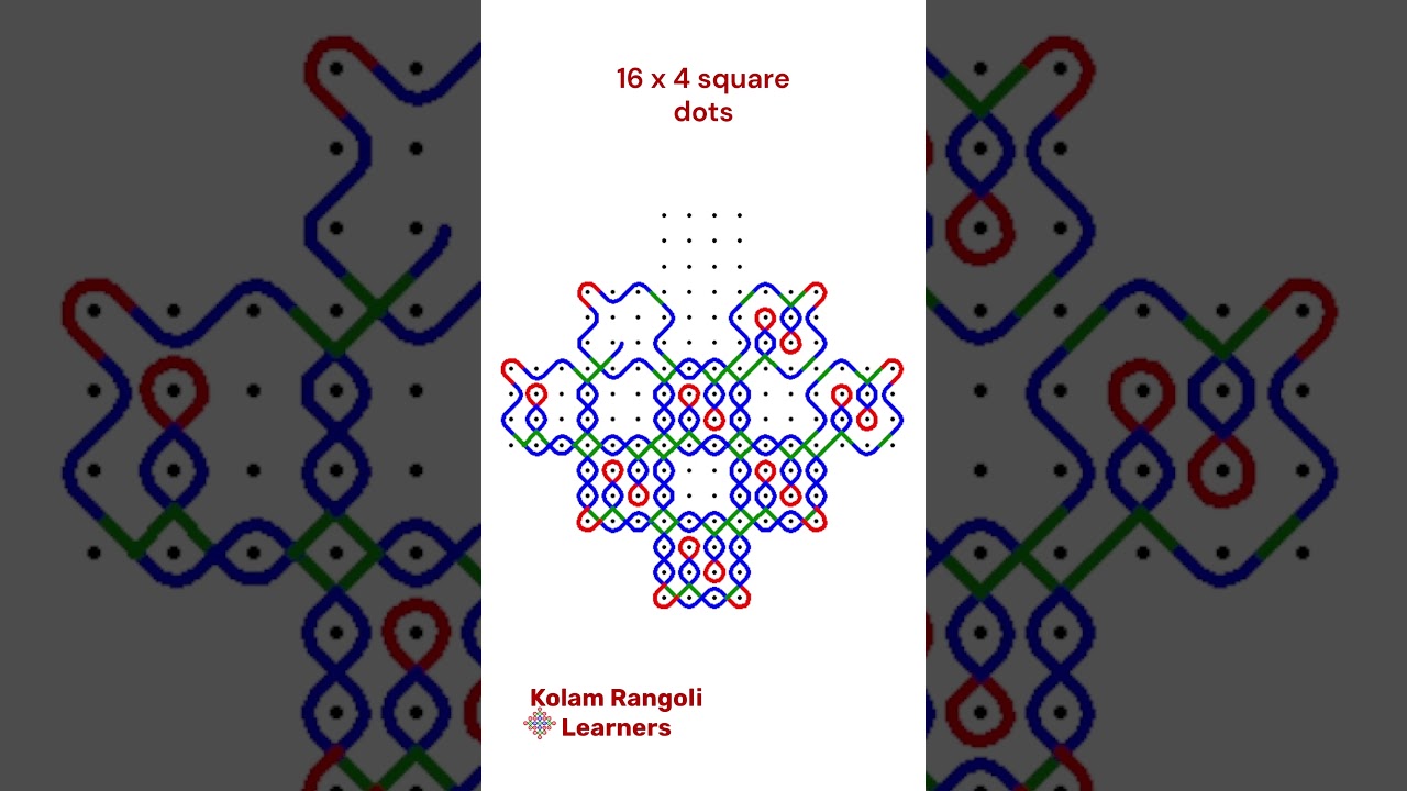 16 Dots Square Kolam Rangoli Pattern Animation Tutorial Color #satisfying #kolam  #kolamdesign #art