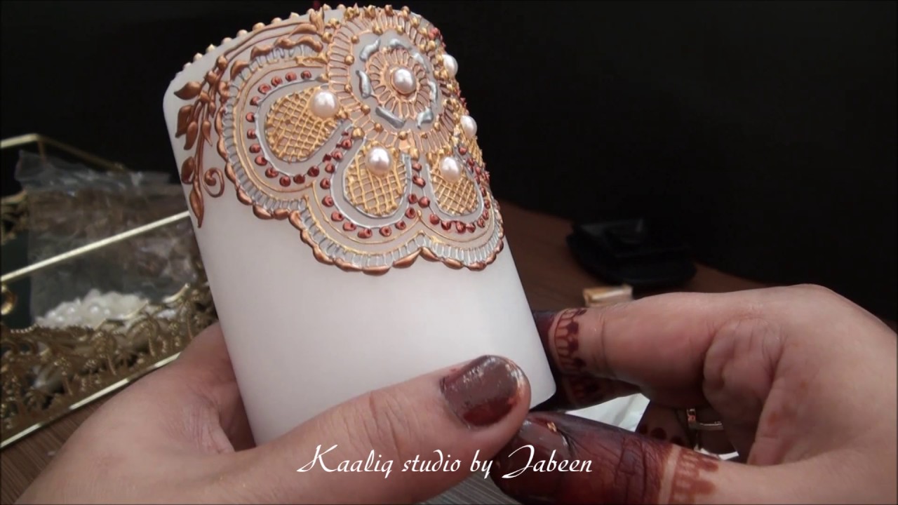 How to do design with acrylic cone on candles | home decor| art| doodling| designing