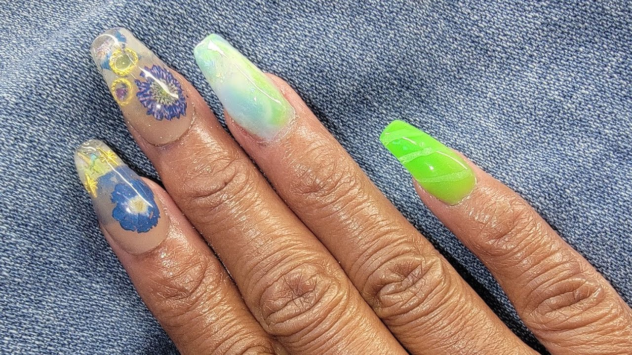 WATCH ME WORK ON MY NON-DOMINANT HAND| POLYGEL NAILS| FLOWER FOIL