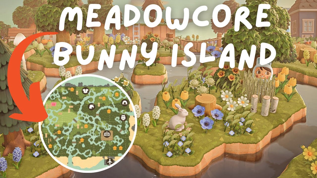 the cutest waterscaped bunny island!!!!! // animal crossing new horizons