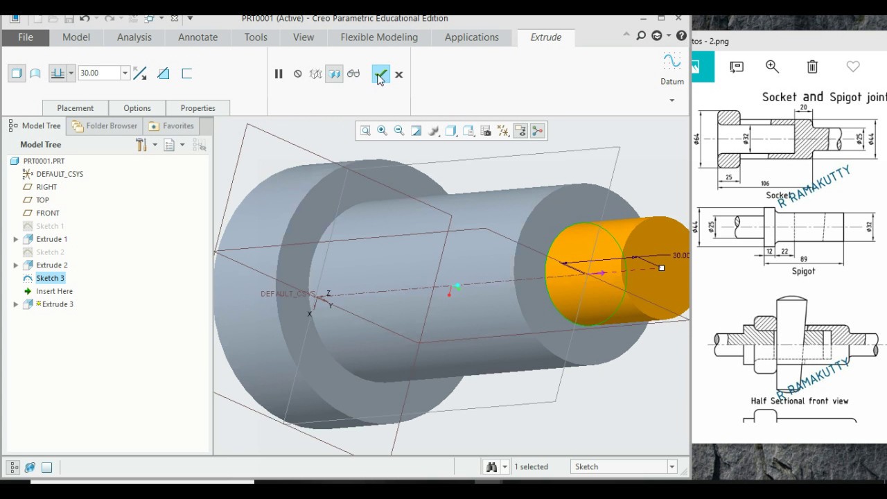 socket and spigot joint in creo 4.0
