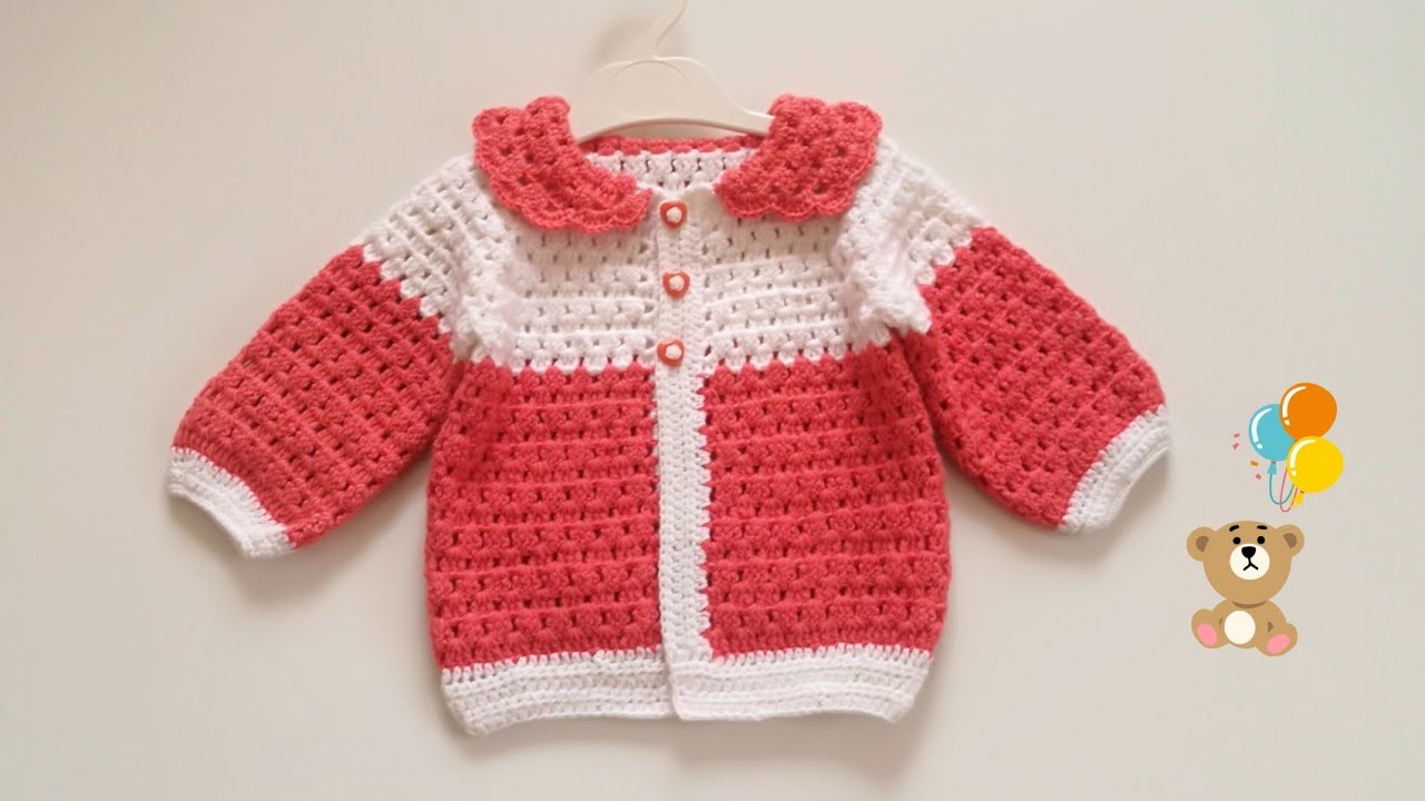 Bebek Ceketi Nasıl Örülür? Kolay Bebe Yaka Ceket/handmade crochet sweater desing#crochet
