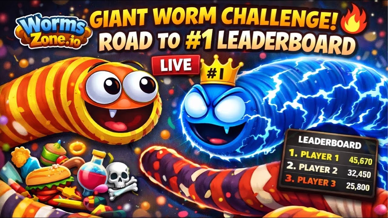 Road to #1 Leaderboard 🐍 Worms Zone Live Stream