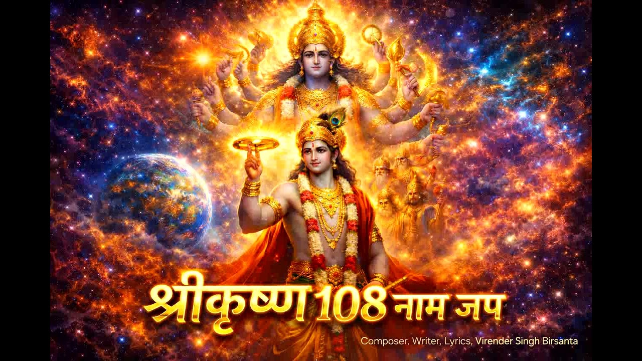  Shri Krishna 108 Naam Jaap  इस भक्ति जप में भगवान श्रीकृष्ण के 108 पवित्र नामों का जप।