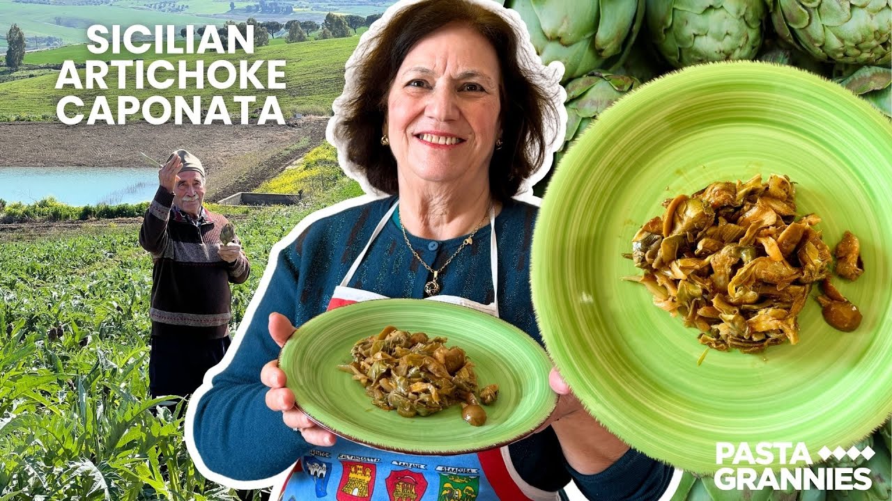 Discover a Traditional Sicilian Caponata with Artichokes - rich, tangy, and sweet! | Pasta Grannies