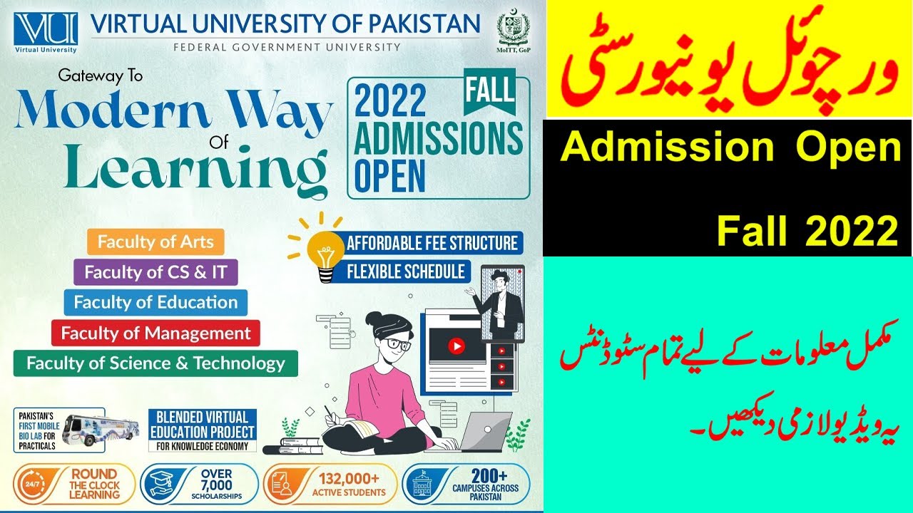 VU Admission open Fall 2022 Schedule |Virtual university admission Fall 2022| Virtual university