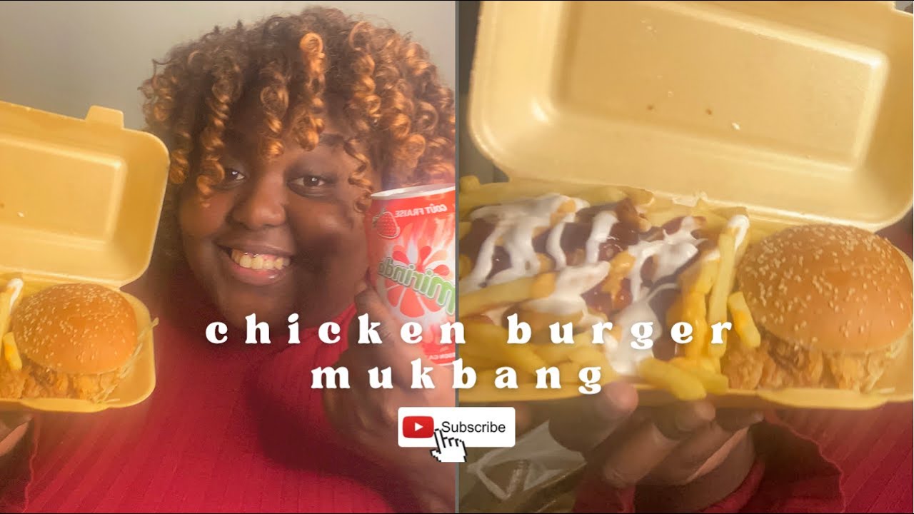 CHICKEN BURGER MUKBANG| UK CHICKEN MUKBANG| CHICKEN & CHIP SHOP