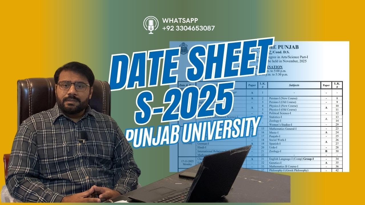 Date Sheet for S-2025 ADP | PU (University of the Punjab) Examination Schedule Announced