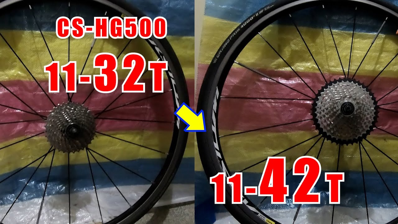 ロードバイクに11-42のワイドスプロケットを取り付け