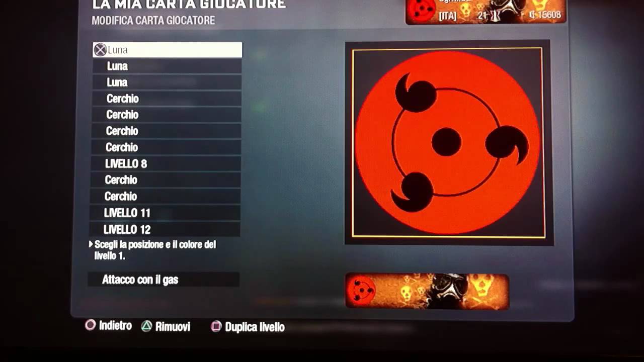 COD: Black Ops. Immagine giocatore con Sharingan