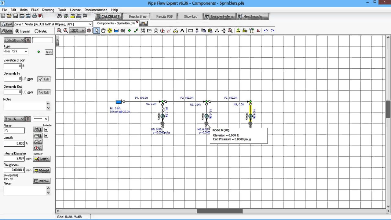 Pipe Flow Expert Software Components Sprinklers