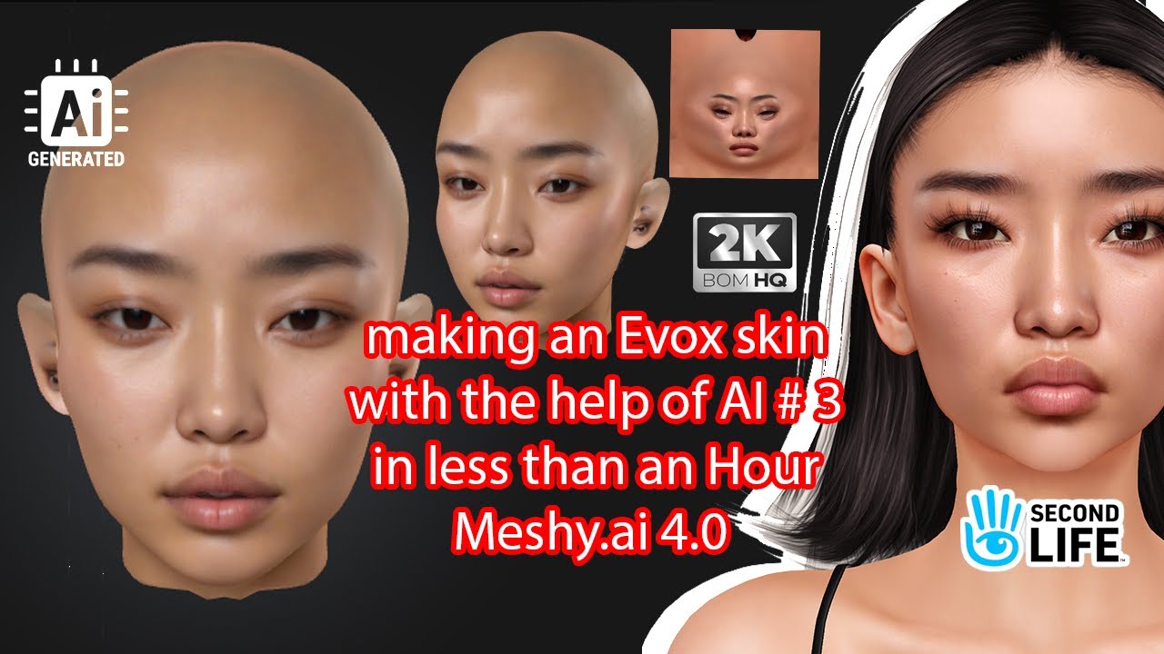 (AI)#3 Meshy #ai Artificial intelligence  using AI Mesh generator to Craft an EVOX Second Life Skin