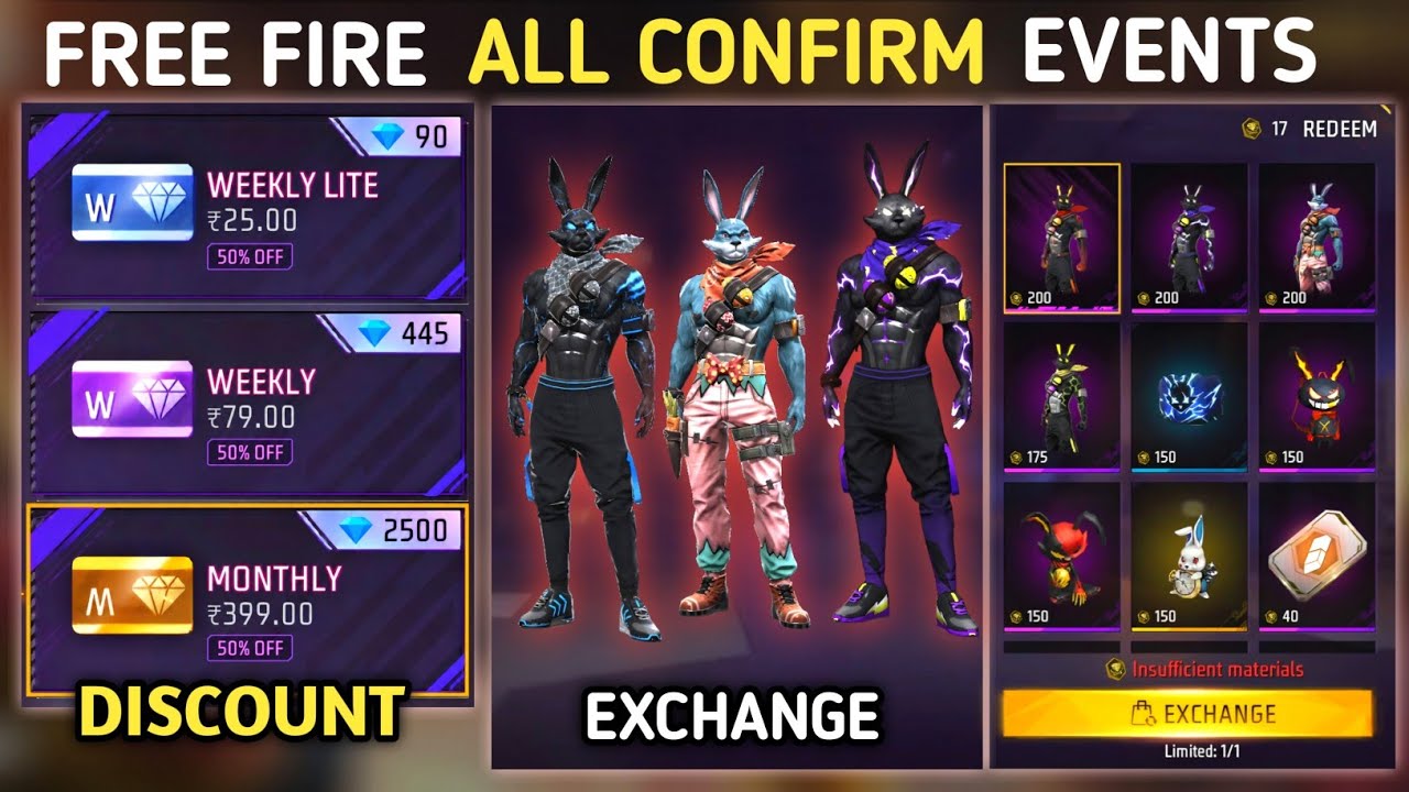 BUNNY BUNDLE EXCHANGE TOKEN CONFIRMED | MEMBERSHIP DISCOUNT | FREE FIRE NEW EVENT | FF NEW EVENT ...