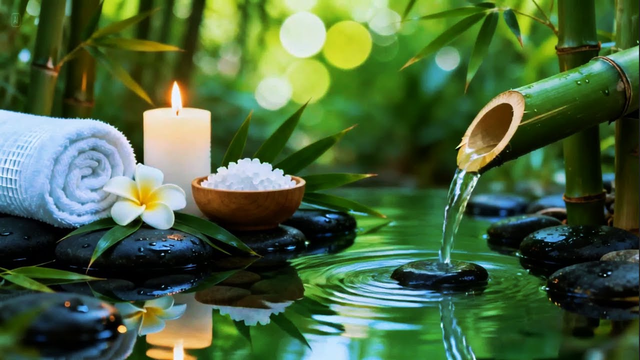 Relaxing Sleep Music with Bamboo Water Sound🌿Insomnia Relief,Calm Anxiety,Stress Relief & Meditation