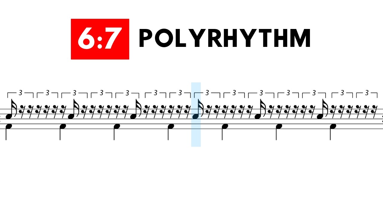 6:7 polyrhythm for drummers – step by step notation 🥁