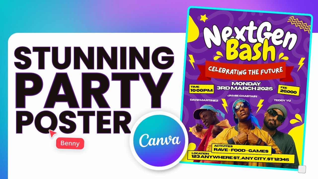 How to Design a Party Poster in Canva (Step-by-Step Tutorial!)