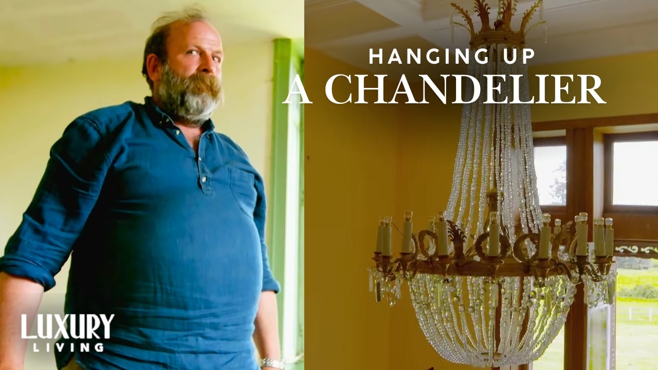 Dick's Rounabout Method of Putting up A Chandelier | Escape To The Chateau DIY