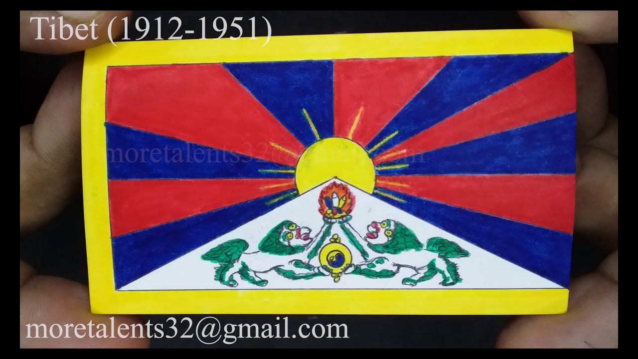 Draw Tibet (1912-1951) Flag while its Anthem བོད་ བོད་ཀྱི་རྒྱལ་དར། བོད་རྒྱལ་ཁབ་ཆེན་པོའི་རྒྱལ་གླུ།