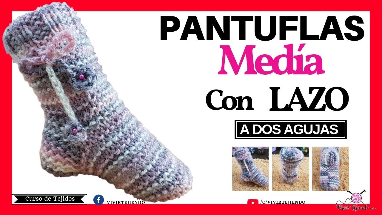 Tejiendo Calcetin Pantuflas para Niña a Dos Agujas | Cómo Tejer Medias a Palillos
