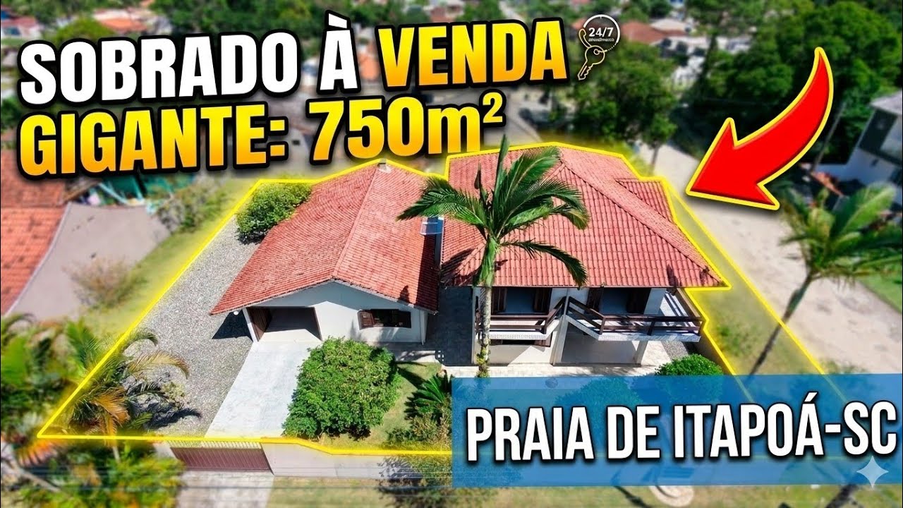 SOBRADO COM 4 DORMITÓRIOS, PISCINA E AMPLO TERRENO– 750m² (2 LOTES) RAINHA DO MAR PRAIA DE ITAPOÁ/SC