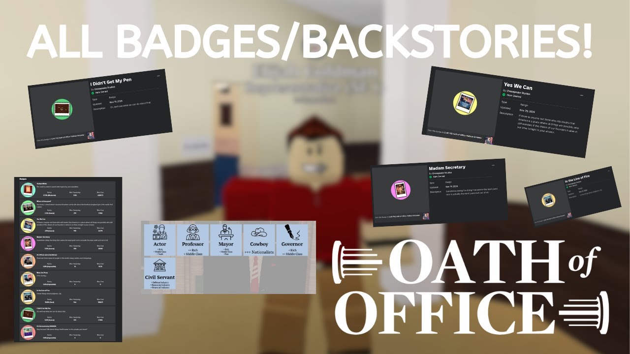КАК ПОЛУЧИТЬ ВСЕ ЗНАЧКИ И ПРЕДЫСТОРИИ в Oath of Office: Political Simulator! | Обучающее видео Ro...
