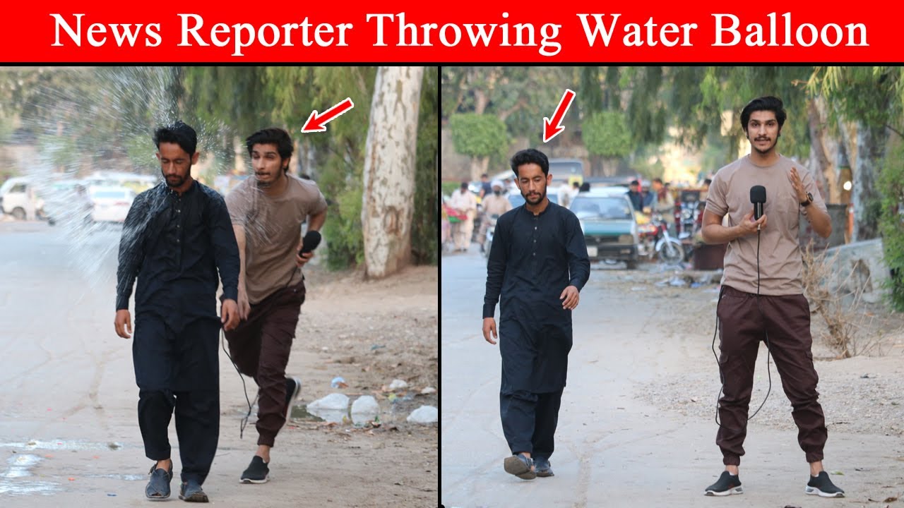 Throwing Water Balloons By News Reporter | Throwing Water Balloons Prank