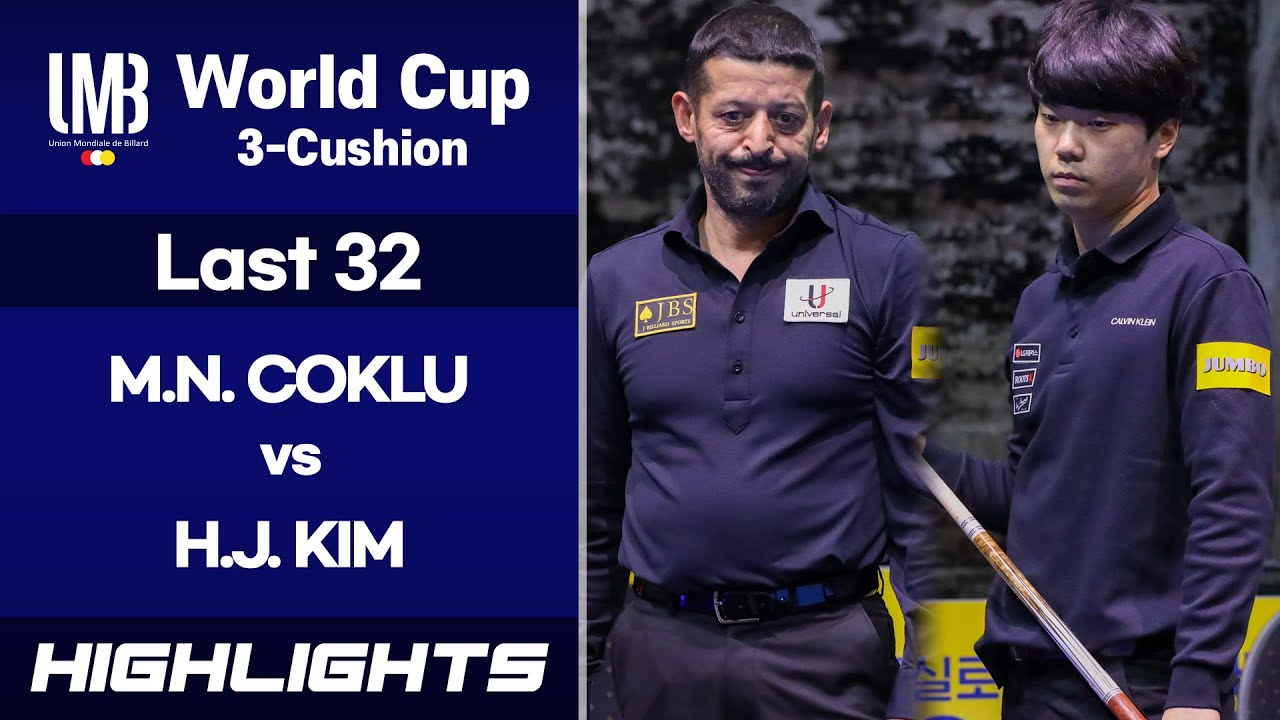 [VEGHEL World Cup 3-Cushion 2021] Last 32 - KIM Haeng Jik (KOR) vs Murat Naci COKLU (TUR). H/L