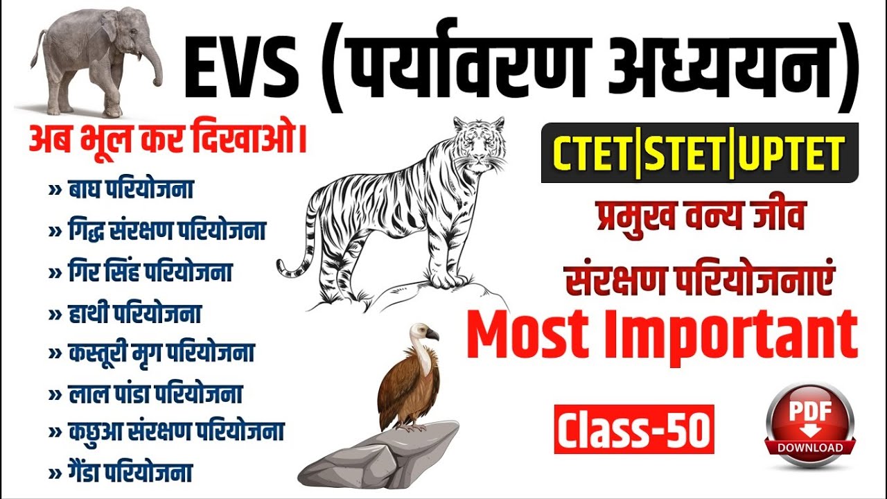 EVS प्रमुख वन्य जीव परियोजना | Wildlife Conservation Projects | Pramukh Vanya Jeev Priyojana Study91